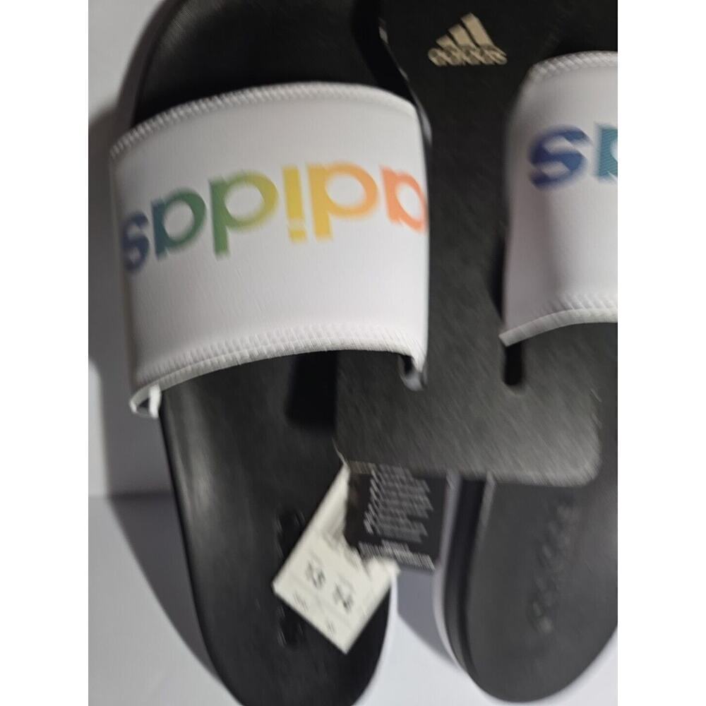 Adidas Adilette Comfort Slides 14 Women's / 13 Men's WHITE RAINBOW H02488 Sandal - Picture 4 of 8